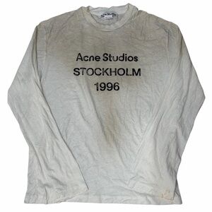 Acne Studios Authentic Stockholm 1996 Long Sleeve T-Shirt in Vintage White/Beige